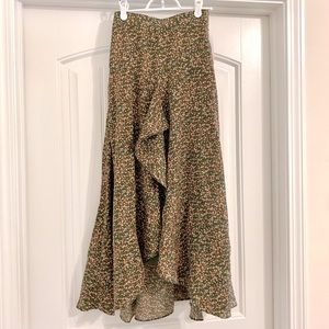 Floral Ruffle Midi Skirt NWT